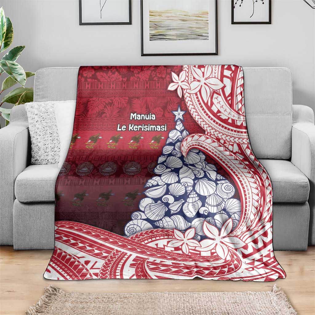 American Samoa Christmas Blanket Seashell Xmas Tree Tribal Waves - Polynesian Pride