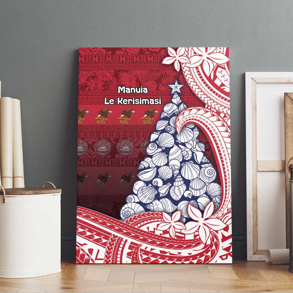 American Samoa Christmas Canvas Wall Art Seashell Xmas Tree Tribal Waves - Polynesian Pride