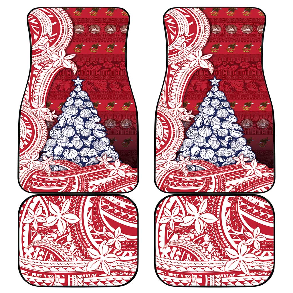 American Samoa Christmas Car Mats Seashell Xmas Tree Tribal Waves - Polynesian Pride
