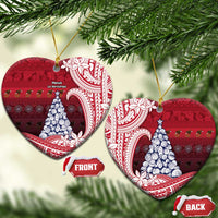 American Samoa Christmas Ceramic Ornament Seashell Xmas Tree And Waves Patterns - Polynesian Pride