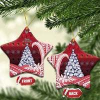 American Samoa Christmas Ceramic Ornament Seashell Xmas Tree And Waves Patterns - Polynesian Pride