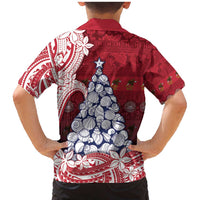 American Samoa Christmas Family Matching Mermaid Dress and Hawaiian Shirt Seashell Xmas Tree Tribal Waves - Polynesian Pride