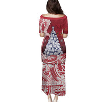 American Samoa Christmas Family Matching Puletasi and Hawaiian Shirt Seashell Xmas Tree Tribal Waves - Polynesian Pride