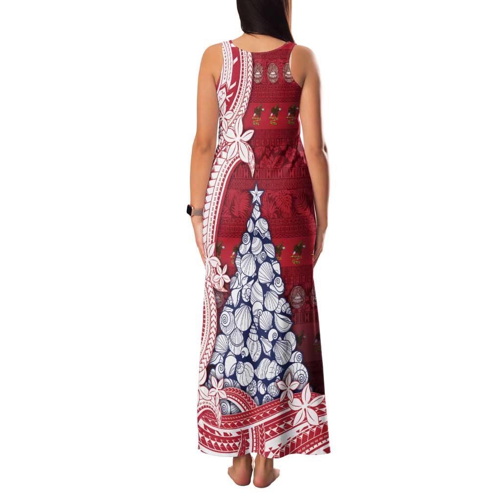 American Samoa Christmas Family Matching Tank Maxi Dress and Hawaiian Shirt Seashell Xmas Tree Tribal Waves - Polynesian Pride