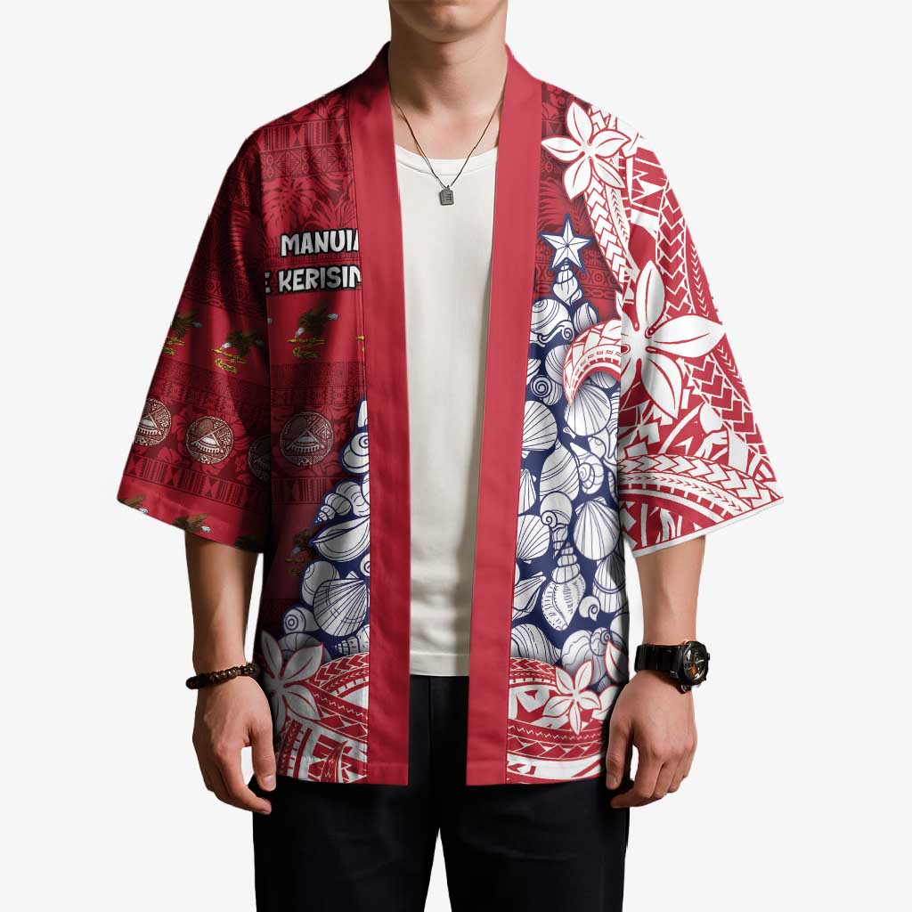 American Samoa Christmas Kimono Seashell Xmas Tree Tribal Waves - Polynesian Pride