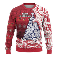American Samoa Christmas Ugly Christmas Sweater Seashell Xmas Tree And Waves Patterns - Polynesian Pride