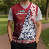 American Samoa Christmas Knitted V-Neck Vest Seashell Xmas Tree And Waves Patterns - Polynesian Pride