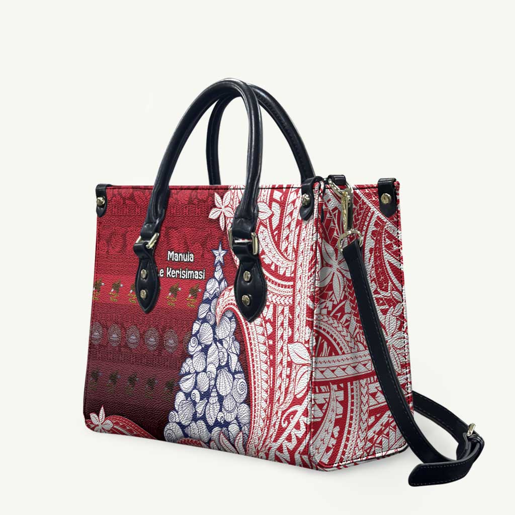 American Samoa Christmas Leather Bag Seashell Xmas Tree Tribal Waves - Polynesian Pride