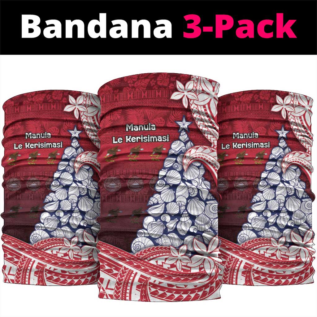 American Samoa Christmas Neck Gaiter Seashell Xmas Tree Tribal Waves - Polynesian Pride
