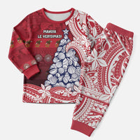 American Samoa Christmas Pajama Set Seashell Xmas Tree And Waves Patterns - Polynesian Pride