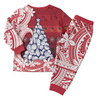 American Samoa Christmas Pajama Set Seashell Xmas Tree And Waves Patterns - Polynesian Pride