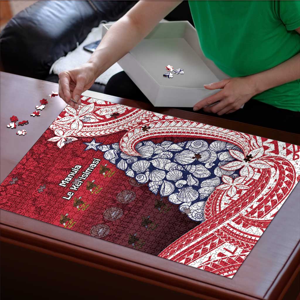 American Samoa Christmas Puzzle Seashell Xmas Tree Tribal Waves - Polynesian Pride