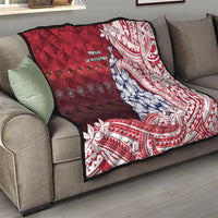 American Samoa Christmas Quilt Seashell Xmas Tree Tribal Waves - Polynesian Pride