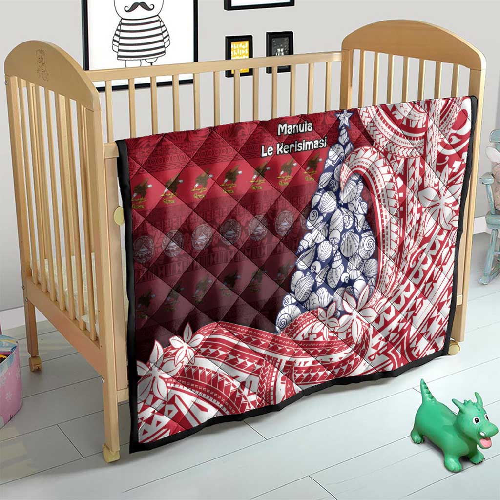 American Samoa Christmas Quilt Seashell Xmas Tree Tribal Waves - Polynesian Pride