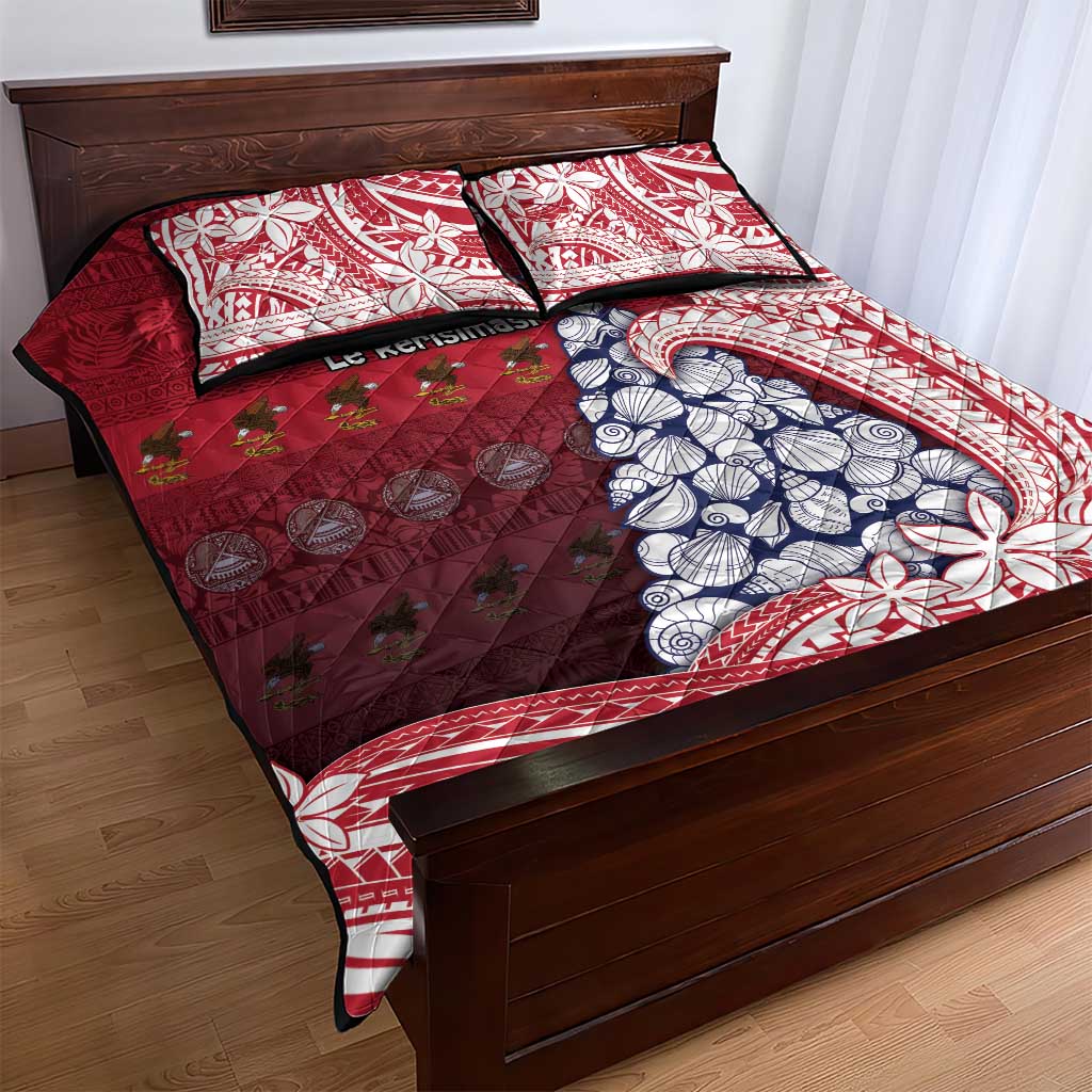 American Samoa Christmas Quilt Bed Set Seashell Xmas Tree Tribal Waves - Polynesian Pride