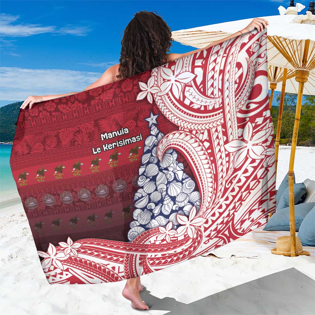 American Samoa Christmas Sarong Seashell Xmas Tree Tribal Waves - Polynesian Pride