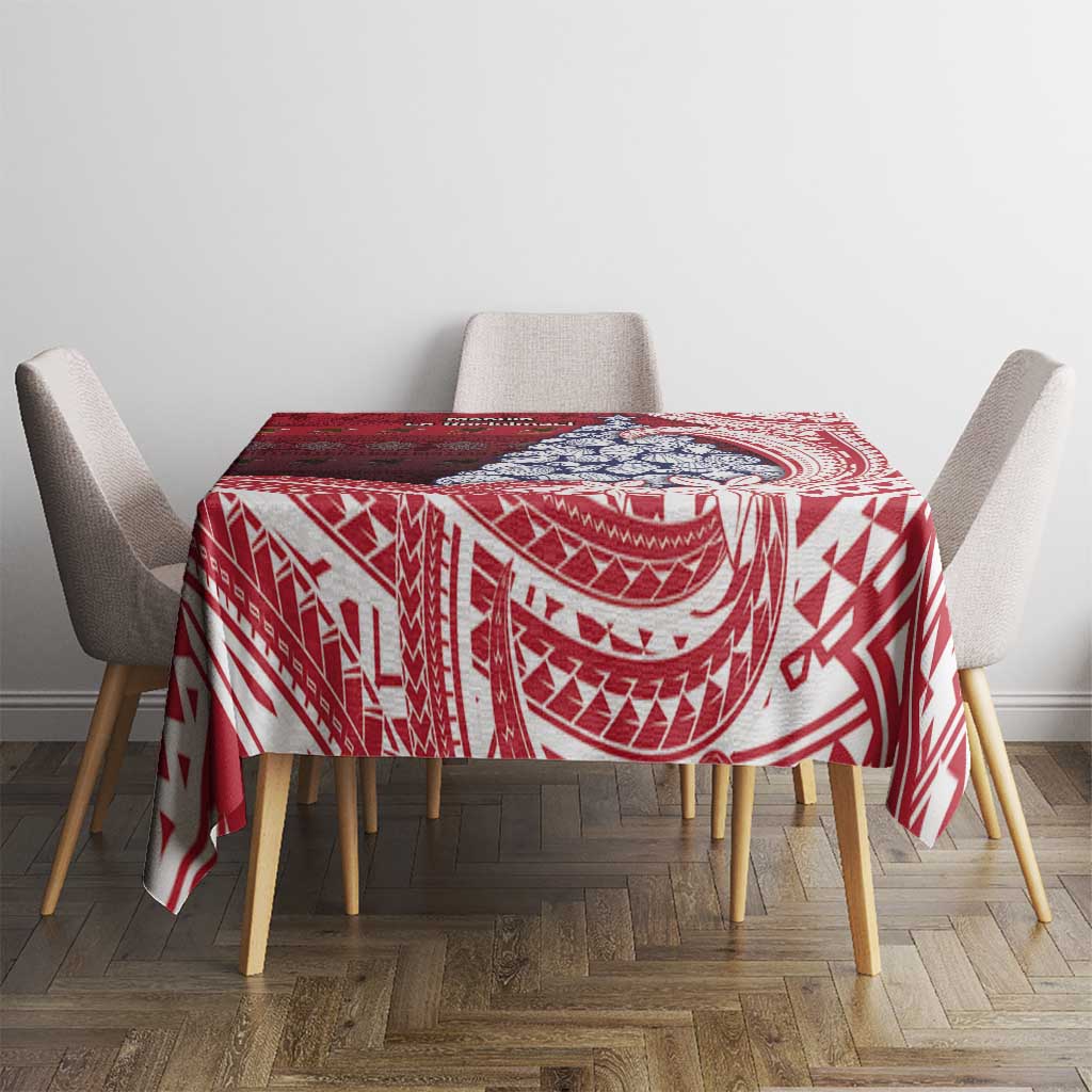 American Samoa Christmas Tablecloth Seashell Xmas Tree Tribal Waves - Polynesian Pride