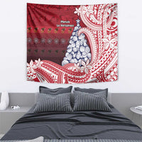 American Samoa Christmas Tapestry Seashell Xmas Tree Tribal Waves - Polynesian Pride
