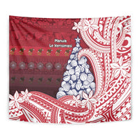American Samoa Christmas Tapestry Seashell Xmas Tree Tribal Waves - Polynesian Pride
