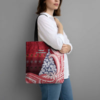 American Samoa Christmas Tote Bag Seashell Xmas Tree Tribal Waves - Polynesian Pride