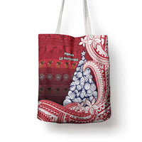 American Samoa Christmas Tote Bag Seashell Xmas Tree Tribal Waves - Polynesian Pride