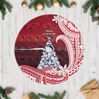 American Samoa Christmas Tree Skirt Seashell Xmas Tree And Waves Patterns - Polynesian Pride
