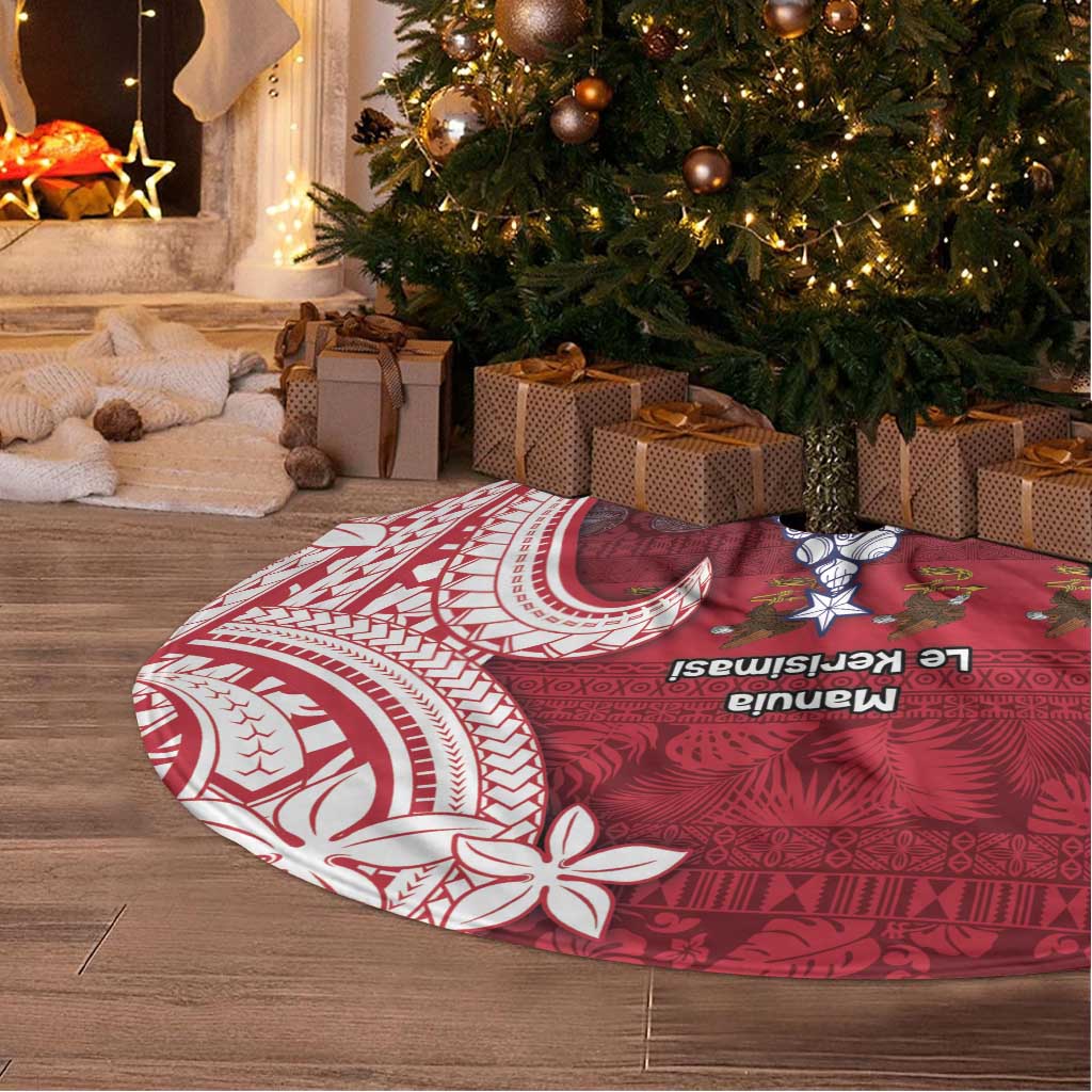 American Samoa Christmas Tree Skirt Seashell Xmas Tree And Waves Patterns - Polynesian Pride