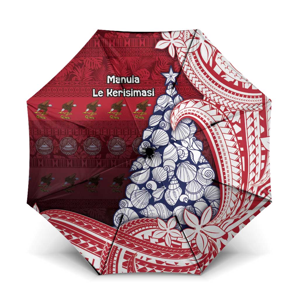 American Samoa Christmas Umbrella Seashell Xmas Tree Tribal Waves - Polynesian Pride