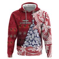 American Samoa Christmas Zip Hoodie Seashell Xmas Tree Tribal Waves - Polynesian Pride