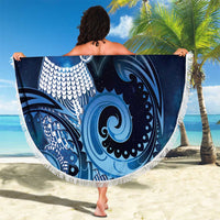 New Zealand Matariki Beach Blanket Maori Tui Bird Blue Galaxy
