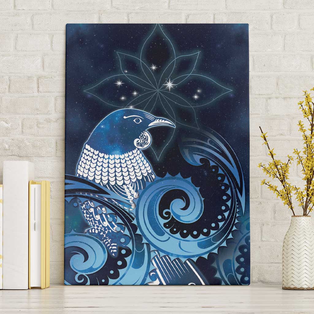 New Zealand Matariki Canvas Wall Art Maori Tui Bird Blue Galaxy