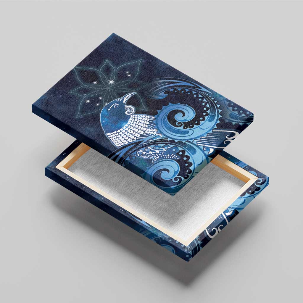 New Zealand Matariki Canvas Wall Art Maori Tui Bird Blue Galaxy
