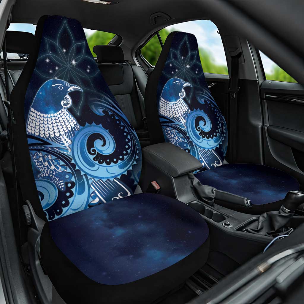 New Zealand Matariki Car Seat Cover Maori Tui Bird Blue Galaxy