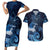 New Zealand Matariki Couples Matching Short Sleeve Bodycon Dress and Hawaiian Shirt Maori Tui Bird Blue Galaxy