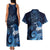 New Zealand Matariki Couples Matching Tank Maxi Dress and Hawaiian Shirt Maori Tui Bird Blue Galaxy
