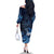 New Zealand Matariki Family Matching Off The Shoulder Long Sleeve Dress and Hawaiian Shirt Maori Tui Bird Blue Galaxy
