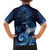 New Zealand Matariki Family Matching Off Shoulder Short Dress and Hawaiian Shirt Maori Tui Bird Blue Galaxy