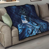 New Zealand Matariki Quilt Maori Tui Bird Blue Galaxy