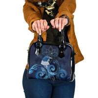 New Zealand Matariki Shoulder Handbag Maori Tui Bird Blue Galaxy