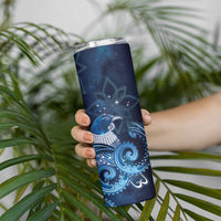 New Zealand Matariki Skinny Tumbler Maori Tui Bird Blue Galaxy