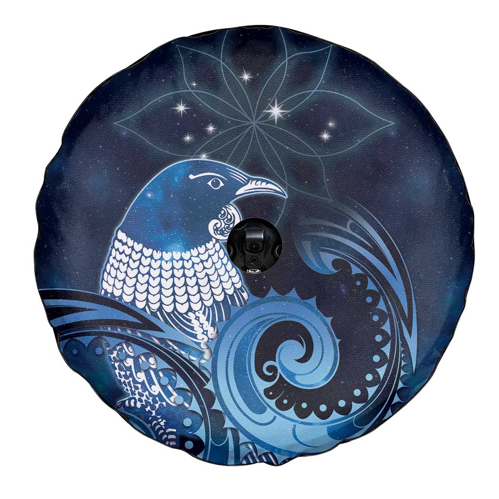 New Zealand Matariki Spare Tire Cover Maori Tui Bird Blue Galaxy