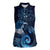 New Zealand Matariki Women Sleeveless Polo Shirt Maori Tui Bird Blue Galaxy
