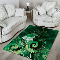 New Zealand Matariki Area Rug Maori Tui Bird Green Galaxy