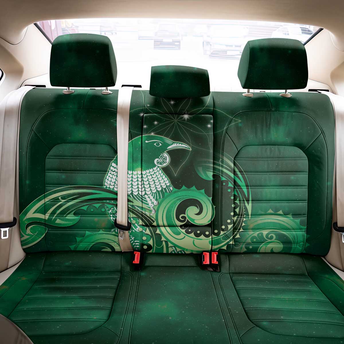 New Zealand Matariki Back Car Seat Cover Maori Tui Bird Green Galaxy