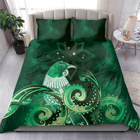 New Zealand Matariki Bedding Set Maori Tui Bird Green Galaxy
