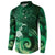 New Zealand Matariki Button Sweatshirt Maori Tui Bird Green Galaxy