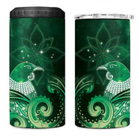 New Zealand Matariki 4 in 1 Can Cooler Tumbler Maori Tui Bird Green Galaxy