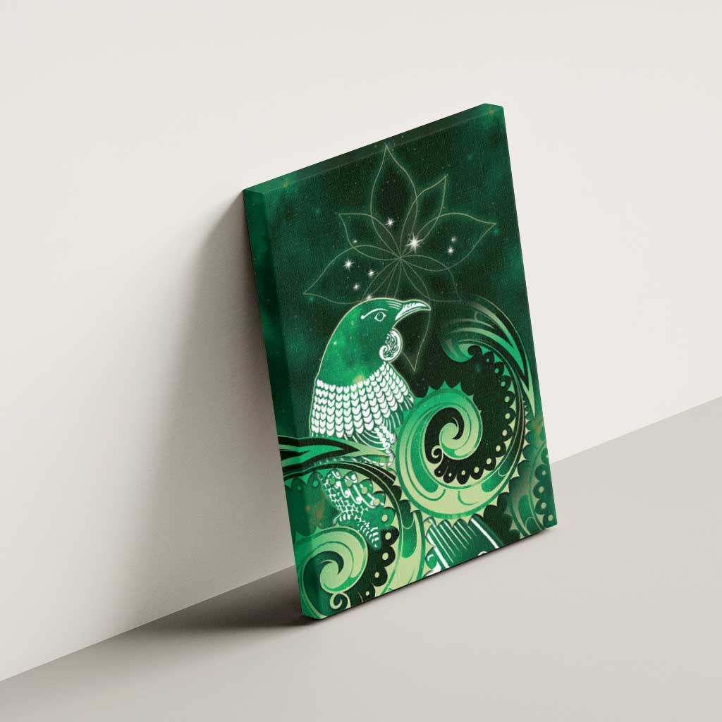 New Zealand Matariki Canvas Wall Art Maori Tui Bird Green Galaxy
