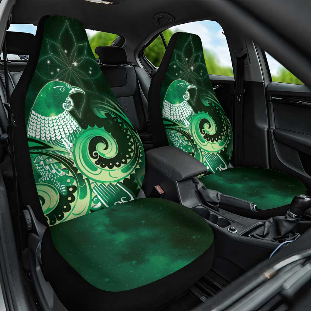 New Zealand Matariki Car Seat Cover Maori Tui Bird Green Galaxy