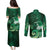 New Zealand Matariki Couples Matching Puletasi and Long Sleeve Button Shirt Maori Tui Bird Green Galaxy